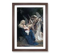 Song of The Angels by William Adolphe Bouguereau Framed Print | A2 Walnut Framed Wall Art | Ready to Hang | Modern Nature Picture | Living Room Bedroom Lounge Office