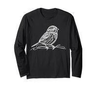 Song Sparrow Line Art Birdwatcher Long Sleeve T-Shirt