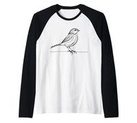 Song Sparrow Line Art Birdwatcher Raglan Baseball Tee