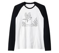 Song Sparrow Line Art Birdwatcher Raglan Baseball Tee
