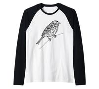 Song Sparrow Line Art Birdwatcher Raglan Baseball Tee