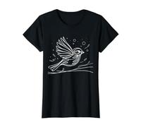Song Sparrow Line Art Birdwatcher Value Graphic T-Shirt, Women, Black, S