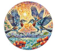 Song Thrush 1000 Piece Jigsaw Bird Round Puzzle for Adults And Kids Colorful Unique Challenge Games Scene Creative 1000pcs (67.5x67.5cm)