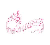 Song Waves with Sheet Music Notes on Staves Mural and Wall Vinyl Decal 50.4x80.2cm Can Modify and add Information Pink