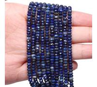 Song Xi 115PCS Dark Lapis Lazuli Rondelle Stone Beads, 2x4mm Natural Abacus Disk Gemstone Beads for Jewelry Making, DIY, Bracelet Necklace Earrings and Craft Supplies Making