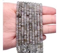 Song Xi 115PCS Gray Labradorite Faceted Rondelle Stone Beads, 2x4mm Natural Abacus Disk Gemstone Beads for Jewelry Making, DIY, Bracelet Necklace Earrings and Craft Supplies Making
