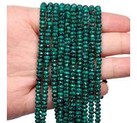 Song Xi 115PCS Green Peacock Faceted Rondelle Stone Beads, 2x4mm Natural Abacus Disk Gemstone Beads for Jewelry Making, DIY, Bracelet Necklace Earrings and Craft Supplies Making