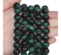 Song Xi 28PCS 12mm Green Tiger Eye Gemstone Beads for Jewelry Making, Round Smooth Glass Beads for DIY Bracelet Necklace Earring Keychain, Arts and Crafts, for Christmas Wedding Birthday