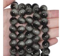 Song Xi 28PCS 12mm Grey Tiger Eye Gemstone Beads for Jewelry Making, Round Smooth Glass Beads for DIY Bracelet Necklace Earring Keychain, Arts and Crafts, for Christmas Wedding Birthday
