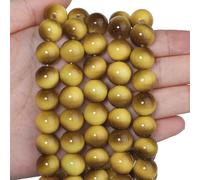 Song Xi 28PCS 12mm Khaki Tiger Eye Gemstone Beads for Jewelry Making, Round Smooth Glass Beads for DIY Bracelet Necklace Earring Keychain, Arts and Crafts, for Christmas Wedding Birthday