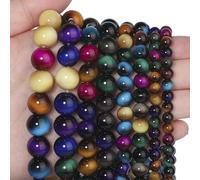 Song Xi 28PCS 12mm Mixed Color Tiger Eye Gemstone Beads for Jewelry Making, Round Smooth Glass Beads for DIY Bracelet Necklace Earring Keychain, Arts and Crafts, for Christmas Wedding Birthday