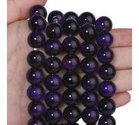 Song Xi 28PCS 12mm Purple Tiger Eye Gemstone Beads for Jewelry Making, Round Smooth Glass Beads for DIY Bracelet Necklace Earring Keychain, Arts and Crafts, for Christmas Wedding Birthday