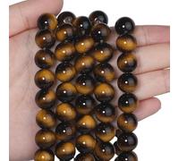 Song Xi 28PCS 12mm Yellow Tiger Eye Gemstone Beads for Jewelry Making, Round Smooth Glass Beads for DIY Bracelet Necklace Earring Keychain, Arts and Crafts, for Christmas Wedding Birthday