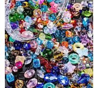 Song Xi Half Pound Mixed Assorted Beads for Jewelry Making, 3-18mm Crystal Beads for Bracelets, Necklaces, Earrings and Decorative Hobby Artistry, Arts and Crafts, Colorful Bulk
