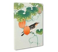Songbird in Cucumber Plant by Ohara Koson Painting Canvas Print | Gallery Wrapped 30mm Frame Wall Art | 30x20 inches | Ready to Hang | Asian Animals Picture | Living Room Bedroom Lounge Office
