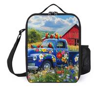 Songbirds on The Farm Insulated Lunch Bag Portable Lunch Box Lunch Tote Bag with Shoulder Strap