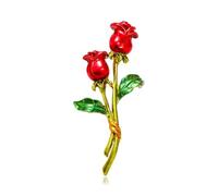 songbowen Rose Flower Brooch for Women: Red and Green Enamel Rose Flower Brooch for Ladies, Mothers, Sisters, and Wives, Perfect for Gatherings, Parties, Weddings
