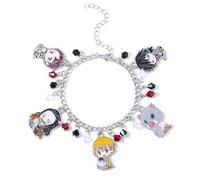 SONGCHANGJEWELRY Demon Slayer Chibi Charm Bracelet - Features Zenitsu Nezuko Tanjiro & More - Anime Fan Gift for Cosplay or Daily Wear, L, Zinc, no gemstone