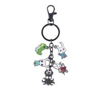 SONGCHANGJEWELRY Fantasy Epic Insect Adventure Keychain - Alloy & Enamel Pendant Bag Charm with Hero & Shadow Creature Motifs, White and Blue, Medium