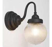 SongCiLT Gooseneck Wall Light Sconce with Clear Ribbed Glass Globe Shade, Vintage Brass Bathroom Wall Lamp Fixtures for Kitchen Living Room Bedroom Farmhouse