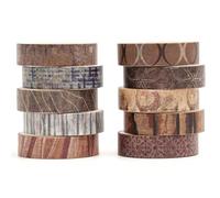 Songdao 10 Rolls Fantasy Washi Tape Set Texture Arts Adhesive Tapes Basic Patterns Decorative Masking Tape Sets for Craft, Kids, Scrapbook, DIY, Gift Wrapping (Style Four)