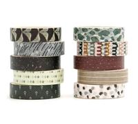Songdao 10 Rolls Fantasy Washi Tape Set Texture Arts Adhesive Tapes Basic Patterns Decorative Masking Tape Sets for Craft, Kids, Scrapbook, DIY, Gift Wrapping (Style One)