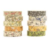 Songdao 10 Rolls Skinny Washi Tape Set Texture Arts Adhesive Tapes Basic Patterns Decorative Masking Tape Sets for Craft, Kids, Scrapbook, DIY, Gift Wrapping (Style Five)