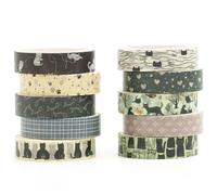 Songdao 10 Rolls Skinny Washi Tape Set Texture Arts Adhesive Tapes Basic Patterns Decorative Masking Tape Sets for Craft, Kids, Scrapbook, DIY, Gift Wrapping (Style One)