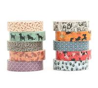 Songdao 10 Rolls Skinny Washi Tape Set Texture Arts Adhesive Tapes Basic Patterns Decorative Masking Tape Sets for Craft, Kids, Scrapbook, DIY, Gift Wrapping (Style Two)