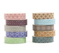 Songdao 10 Rolls Skinny Washi Tape Set Texture Arts Adhesive Tapes Basic Patterns Decorative Masking Tape Sets for Craft, Kids, Scrapbook, DIY, Gift Wrapping (Style Four)