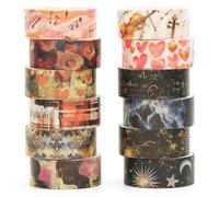 Songdao 12 Rolls Artistic Expression Washi Tape Set Fine Arts Masking Tape Retro Plants Decorative for DIY Crafts, Bullet Journal Supplies, Planners, Scrapbook, Card/Gift Wrapping (2-Ethereal)