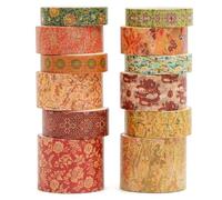 Songdao 12 Rolls Chinoiserie Washi Tape Set Chinese Arts Adhesive Tapes Geometric Garden Decorative Masking Tape Sets for Craft, Kids, Scrapbook, DIY, Gift Wrapping (Moon Over The Borderlands)