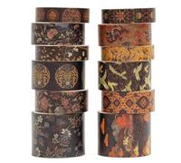 Songdao 12 Rolls Chinoiserie Washi Tape Set Chinese Arts Adhesive Tapes Geometric Garden Decorative Masking Tape Sets for Craft, Kids, Scrapbook, DIY, Gift Wrapping (Whispers of Dragon)