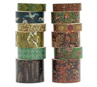 Songdao 12 Rolls Chinoiserie Washi Tape Set Chinese Arts Adhesive Tapes Geometric Garden Decorative Masking Tape Sets for Craft, Kids, Scrapbook, DIY, Gift Wrapping (Almond Blossom Ridge)