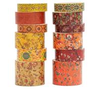 Songdao 12 Rolls Chinoiserie Washi Tape Set Chinese Arts Adhesive Tapes Geometric Garden Decorative Masking Tape Sets for Craft, Kids, Scrapbook, DIY, Gift Wrapping (Ode to The River)