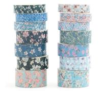 Songdao 14 Rolls Sakura Washi Tape Set Flowers Arts Adhesive Tapes Cherry Blossom Decorative Masking Tape Sets for Craft, Kids, Scrapbook, DIY, Gift Wrapping (Midnight Blossom)