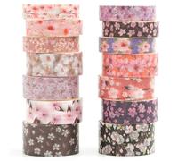 Songdao 14 Rolls Sakura Washi Tape Set Flowers Arts Adhesive Tapes Cherry Blossom Decorative Masking Tape Sets for Craft, Kids, Scrapbook, DIY, Gift Wrapping (Twilight Sakura)