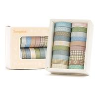 Songdao 20 Rolls Basic Washi Tape Set Japanese Arts Adhesive Tapes Simple Patterns Decorative Masking Tape Sets for Craft, Kids, Scrapbook, DIY, Gift Wrapping (Style Four)