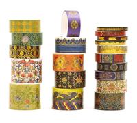 Songdao 20 Rolls Chinese Style Washi Tape Set, Ancient Palace Pattern Decorative Masking Tapes with Gold Foil, Various Sizes for Craft, Scrapbook, DIY, Gift Wrapping (21-Auspicious Palace Brocade)