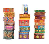 Songdao 20 Rolls Chinese Style Washi Tape Set, Ancient Palace Pattern Decorative Masking Tapes with Gold Foil, Various Sizes for Craft, Scrapbook, DIY, Gift Wrapping (31-Crimson Glow Majesty)