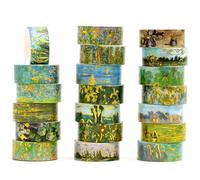 Songdao 20 Rolls Impressionism Washi Tape Pack Oil Painting Style Decorative Masking Tapes Set with Gold Foil, Renaissance Arts for Craft, Kids, Scrapbook, DIY, Gift Wrapping (Monet's Water Lily)