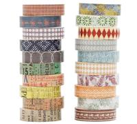 Songdao 20 Rolls Thin Basic Patterns Washi Tape Set Skinny Masking Creative Decorative Tapes for Arts, DIY Crafts, Journals, Planners, Scrapbook (Collection 4-Romance)