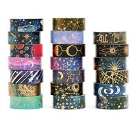 Songdao 20 Rolls Washi Tape Set, Starry Sky Gold Foil Decorative Craft Tape, Writable Masking Tape for Bullet Journal, Scrapbooking, Gift Wrapping, Planners, DIY Crafts