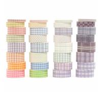 Songdao 36 Rolls Grid Washi Tape Pack Plaid Arts Adhesive Tapes Basic Patterns Decorative Masking Tape Set for Craft, Kids, Scrapbook, DIY, Gift Wrapping (2-Purple & Colors)