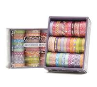 Songdao 36 Rolls Skinny Washi Tape Set Gold Foil Detailing Arts Adhesive Tapes Basic Patterns Decorative Masking Tape Sets for Craft, Kids, Scrapbook, DIY, Gift Wrapping (Kawaii)