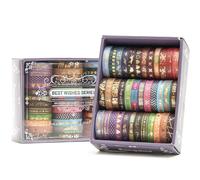 Songdao 36 Rolls Skinny Washi Tape Set Gold Foil Detailing Arts Adhesive Tapes Basic Patterns Decorative Masking Tape Sets for Craft, Kids, Scrapbook, DIY, Gift Wrapping (Bronzing Letters)