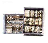 Songdao 36 Rolls Skinny Washi Tape Set Gold Foil Detailing Arts Adhesive Tapes Basic Patterns Decorative Masking Tape Sets for Craft, Kids, Scrapbook, DIY, Gift Wrapping (Black & Gold)
