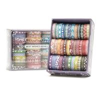 Songdao 36 Rolls Skinny Washi Tape Set Gold Foil Detailing Arts Adhesive Tapes Basic Patterns Decorative Masking Tape Sets for Craft, Kids, Scrapbook, DIY, Gift Wrapping (Colorful Silver)