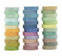 Songdao 36 Rolls Solid Colors Washi Tape Pack Pastel Colored Arts Adhesive Tapes Four Seasons Decorative Masking Tape Sets for Craft, Kids, Scrapbook, DIY, Gift Wrapping (Summer)