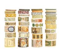 Songdao 36 Rolls Vintage Washi Tape Pack Retro Arts Adhesive Tapes Wide Chronicle Decorative Masking Tape Sets for Craft, Kids, Scrapbook, DIY, Gift Wrapping (Sophia's Letters)